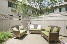 Space to relax in the backyard of the senior living apartment
